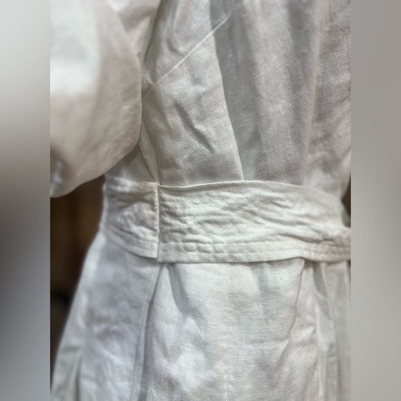 JONES WEAR DRESS Linen Blend Lined Short Sleeve Midi Dress With Belt Size 12P - Picture 7 of 16